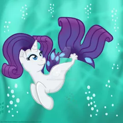 Size: 1024x1024 | Tagged: artist:yoshimarsart, derpibooru import, rarity, safe, seaponified, seapony (g4), seapony rarity, solo, species swap, underwater, watermark