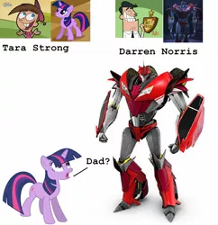 Size: 1366x1410 | Tagged: daran norris, derpibooru import, knock out, nickelodeon, nicktoons, safe, tara strong, the fairly oddparents, timmy's dad, timmy turner, transformers, transformers prime, twilight sparkle, voice actor joke
