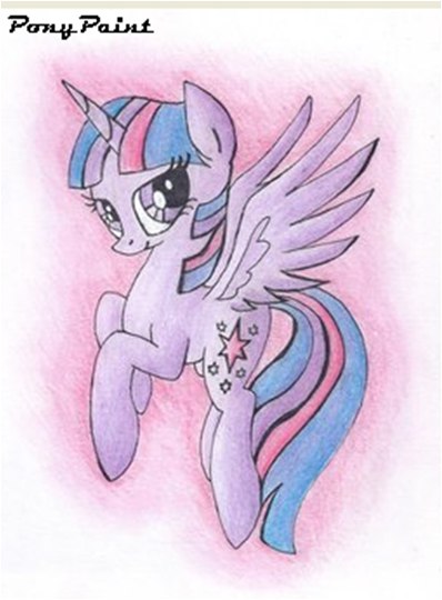 Size: 398x540 | Tagged: safe, artist:pony-paint, derpibooru import, twilight sparkle, twilight sparkle (alicorn), alicorn, pony, female, flying, mare, simple background, solo, traditional art