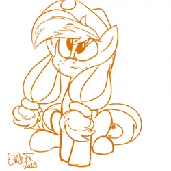 Size: 2000x2000 | Tagged: safe, artist:binkyt11, derpibooru import, part of a set, applejack, earth pony, pony, applejack's hat, cowboy hat, female, freckles, hat, impossibly large mane, mare, monochrome, simple background, solo, stetson, white background