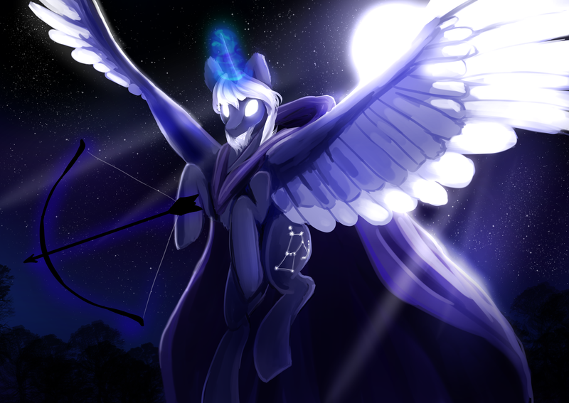 Size: 6720x4760 | Tagged: safe, artist:skylacuna, derpibooru import, ponified, alicorn, pony, absurd resolution, glowing eyes, magic, male, orion (constellation), solo, stallion, subsurface scattering