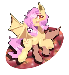 Size: 1300x1400 | Tagged: safe, artist:馬文, derpibooru import, fluttershy, bat pony, pony, apple, bat ponified, bat wings, cute, eyebrows visible through hair, female, flutterbat, food, hair over one eye, head turn, looking at you, mare, open mouth, race swap, red eyes, shyabates, shyabetes, simple background, solo, species swap, spread wings, transparent background, wings
