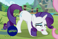 Size: 735x489 | Tagged: animated, cropped, derpibooru import, fake it 'til you make it, invisible stallion, iwtcir, loop, out of context, panting, rarity, safe, screencap, solo focus