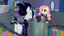 Size: 1280x720 | Tagged: safe, derpibooru import, screencap, fluttershy, snow hope, earth pony, pegasus, pony, fake it 'til you make it, butt, fluttergoth, goth, plot