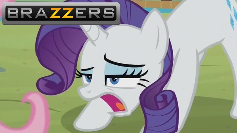 Size: 1280x720 | Tagged: questionable, artist:lobonox1313, derpibooru import, edit, edited screencap, screencap, rarity, unicorn, fake it 'til you make it, brazzers, female, meme, solo, solo female