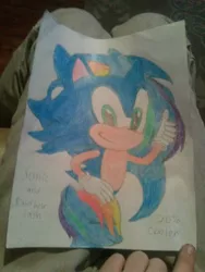 Size: 2448x3264 | Tagged: 20% cooler, artist:legendofmidna1994, crossover, derpibooru import, rainbow dash, safe, sonic the hedgehog, sonic the hedgehog (series), traditional art