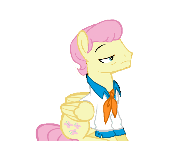 Size: 600x468 | Tagged: safe, artist:rememberstar, derpibooru import, fluttershy, pony, fake it 'til you make it, alternate hairstyle, ascot, base used, butterscotch, fred jones, hipstershy, rule 63, scooby doo, simple background, solo, transparent background