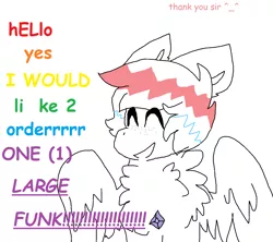 Size: 1500x1332 | Tagged: artist:shoto, balloon (inanimate insanity), chest fluff, comic:flightcamp, comic sans, derpibooru import, fusion, inanimate insanity, joke art, male, meme, ms paint, oc, oc:confetti cannon, paper (inanimate insanity), rainbow, safe, unofficial characters only, wat