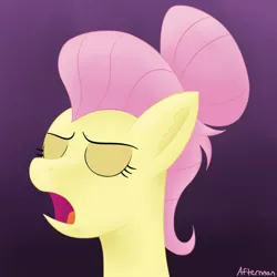 Size: 800x800 | Tagged: alternate hairstyle, artist:afterman, bust, derpibooru import, eyes closed, eyeshadow, fake it 'til you make it, fluttershy, makeup, safe, severeshy, snooty, solo