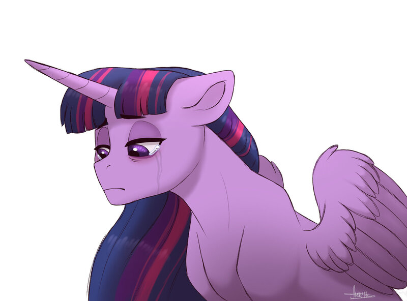 Size: 1600x1183 | Tagged: safe, artist:scorpion-89, derpibooru import, twilight sparkle, twilight sparkle (alicorn), alicorn, pony, crying, female, mare, simple background, solo, white background