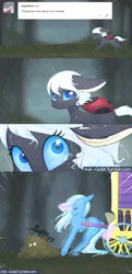 Size: 1280x2645 | Tagged: safe, artist:noodlefreak88, derpibooru import, trixie, oc, oc:gidjit, changeling, unicorn, tumblr:ask-gidjit, ask, comic, crying, mud, sad, trixie's wagon, tumblr