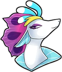 Size: 3171x3708 | Tagged: artist:draikinator, bust, derpibooru import, female, lidded eyes, my little pony: the movie, queen novo, safe, seapony (g4), simple background, solo, transparent background