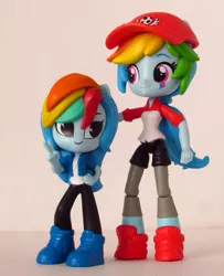 Size: 1037x1274 | Tagged: safe, artist:whatthehell!?, derpibooru import, rainbow dash, equestria girls, equestria girls series, baseball cap, cap, clothes, doll, equestria girls minis, hat, irl, jacket, pants, photo, shoes, shorts, smiley face, toy, ultra minis