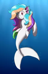 Size: 1024x1578 | Tagged: artist:midnightfire1222, derpibooru import, dolphin, fins, heterochromia, merpony, oc, ocean, oc:starblaze, safe, seapony (g4), swimming, underwater