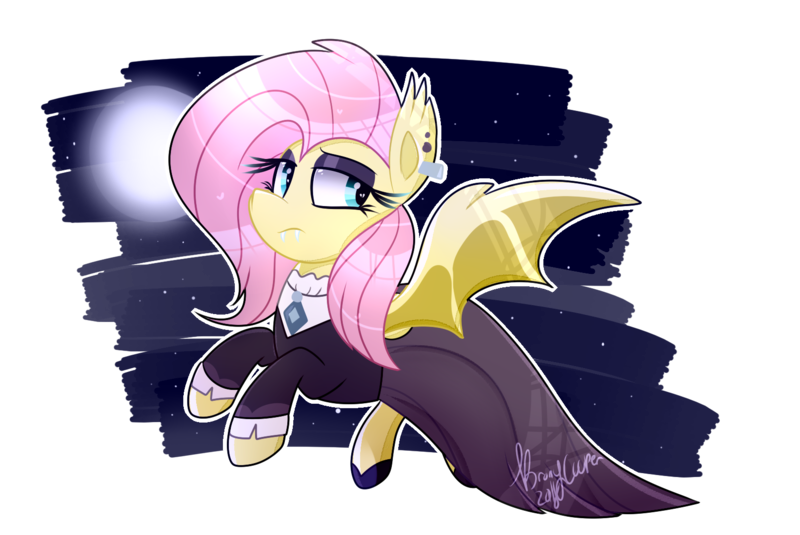 Size: 1615x1080 | Tagged: safe, artist:lynchristina, derpibooru import, fluttershy, bat pony, pegasus, pony, fake it 'til you make it, bat ponified, clothes, ear piercing, earring, female, flutterbat, fluttergoth, jewelry, mare, piercing, race swap, simple background, transparent background