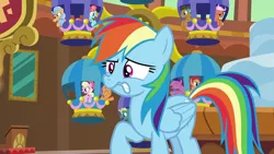 Size: 1920x1080 | Tagged: safe, derpibooru import, screencap, chock-full carafe, dusty swift, fiery fricket, frying pan (character), luckette, rainbow dash, strawberry ice, unnamed character, unnamed pony, earth pony, pegasus, pony, unicorn, grannies gone wild, background pony, faic, female, ferris wheel, frying pan, las pegasus resident, male, mare, rainbow dash is best facemaker, stallion