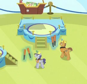 Size: 291x281 | Tagged: safe, derpibooru import, screencap, prince hardhat, rivet, steam roller (character), alicorn, pony, grannies gone wild, aircraft marshaling, animation error, cropped, magic, male, prince of construction, rivetcorn, rollercorn, spot the alicorn, stallion, telekinesis