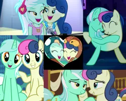 Size: 2560x2048 | Tagged: safe, derpibooru import, edit, edited screencap, screencap, bon bon, lyra heartstrings, sweetie drops, bird, owl, peacock, pony, all's fair in love and friendship games, do princesses dream of magic sheep, equestria girls, friendship games, grannies gone wild, rainbow rocks, slice of life (episode), adorabon, bedroom eyes, best friends, bon owl, catdog, cheek squish, conjoined, cute, female, friendship, friendshipping, fusion, grin, happy, heart, holding hooves, hug, implied shipping, just friends, larson you magnificent bastard, laughing, lesbian, lidded eyes, looking at each other, lyrabetes, lyrabird, lyrabon, lyrabon (fusion), m.a. larson, nuzzling, pushmi-pullyu, rope, shipping, shipping fuel, sitting, smiling, squishy cheeks, together forever, we have become one