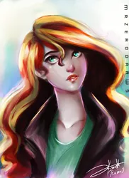 Size: 349x480 | Tagged: anatomically incorrect, are you frustrated?, artist:bunsogen, clothes, derpibooru import, edit, female, human, humanized, jacket, leather jacket, long neck, meme, safe, signature, solo, sunset shimmer, trace
