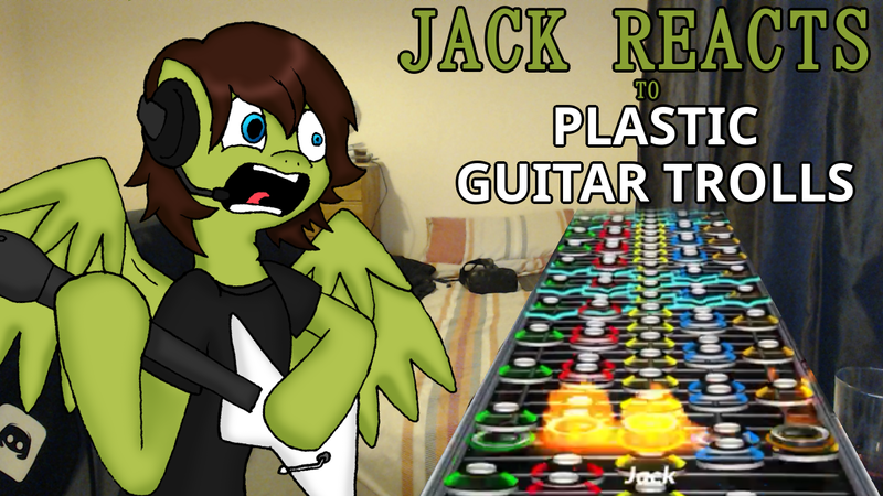 Size: 1280x720 | Tagged: safe, artist:phonicb∞m, derpibooru import, oc, unofficial characters only, pegasus, pony, clothes, controller, guitar, guitar hero, headphones, headset, jack reacts, jack t. herbert, jacktherbert, musical instrument, rhythm game, screaming, shirt, t-shirt, video game