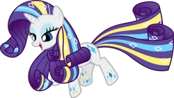 Size: 5278x3000 | Tagged: safe, artist:sollace, derpibooru import, rarity, pony, unicorn, twilight's kingdom, .svg available, flying, full body, looking down, open mouth, rainbow power, simple background, solo, transparent background, vector