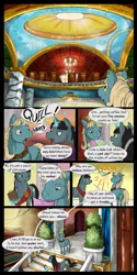 Size: 2000x4000 | Tagged: safe, artist:seventozen, derpibooru import, oc, oc:quill (seventozen), oc:wisteria, unofficial characters only, pony, unicorn, comic:the day breaks softly, clipboard, comic, cup, female, magic, male, mare, stallion, teacup