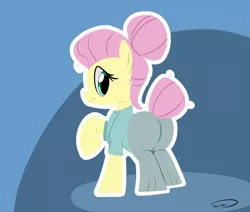 Size: 1995x1688 | Tagged: safe, artist:taurson, derpibooru import, fluttershy, pony, fake it 'til you make it, alternate hairstyle, butt, clothes, female, flutterbutt, hair bun, plot, severeshy