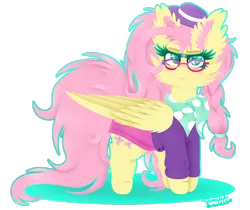 Size: 1024x860 | Tagged: safe, artist:vanillaswirl6, derpibooru import, fluttershy, pegasus, pony, fake it 'til you make it, :<, alternate hairstyle, braid, cheek fluff, clothes, colored eyelashes, colored pupils, ear fluff, female, fluffy, glasses, hair tie, hat, hipster, hipstershy, scarf, simple background, skirt, solo, sweater, sweatershy, transparent background