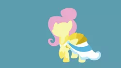 Size: 3840x2160 | Tagged: safe, artist:toastybrownpotatoes, derpibooru import, fluttershy, pegasus, pony, fake it 'til you make it, 4k resolution, alternate hairstyle, clothes, dress, fashion, female, hooves, lineless, mare, minimalist, modern art, one hoof raised, raised hoof, showing off, simple background, solo, wallpaper, warrior of inner strength, warriorshy, wings