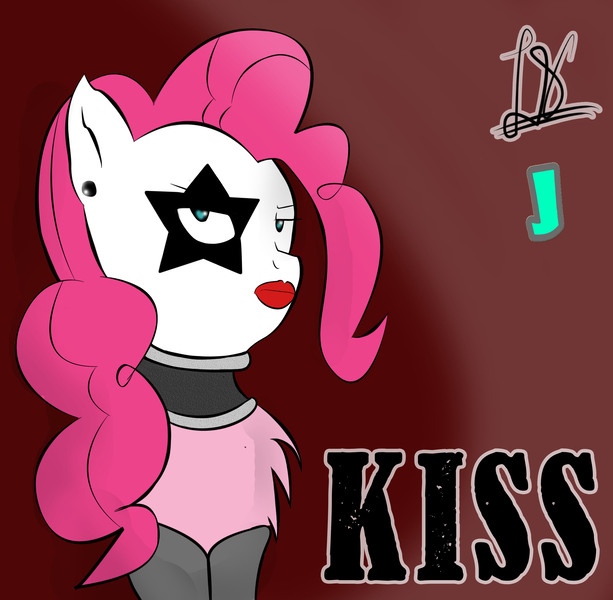 Size: 3465x3392 | Tagged: artist:jenjan23all, derpibooru import, face paint, kiss (band), lipstick, pinkie pie, rock, safe