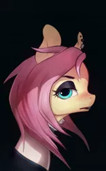 Size: 800x1280 | Tagged: alternate hairstyle, artist:oneofyouare, derpibooru import, ear piercing, fake it 'til you make it, fluttergoth, fluttershy, looking at you, piercing, safe