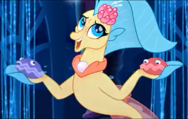 Size: 849x540 | Tagged: cropped, derpibooru import, female, my little pony: the movie, princess skystar, safe, screencap, seapony (g4), seashell, shelldon, shelly, smiling