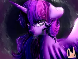 Size: 1024x768 | Tagged: safe, artist:paintcoloryt, derpibooru import, twilight sparkle, twilight sparkle (alicorn), alicorn, pony, female, horn, looking at you, mare, solo, watermark, wings