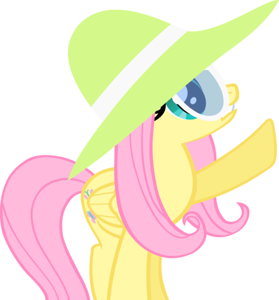 Size: 4900x5267 | Tagged: safe, artist:ironm17, derpibooru import, fluttershy, pegasus, pony, green isn't your color, absurd resolution, de magicks, hat, simple background, solo, sunglasses, transparent background, vector