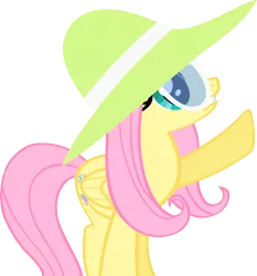 Size: 4900x5267 | Tagged: safe, artist:ironm17, derpibooru import, fluttershy, pegasus, pony, green isn't your color, absurd resolution, de magicks, hat, simple background, solo, sunglasses, transparent background, vector