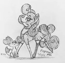 Size: 2372x2319 | Tagged: safe, artist:floofyfoxcomics, derpibooru import, oc, oc:autumn science, fennekin, pony, unicorn, clothes, female, high res, mare, monochrome, pokémon, solo, traditional art