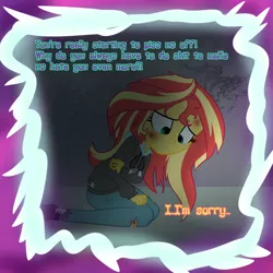 Size: 1000x1000 | Tagged: dead source, semi-grimdark, artist:wubcakeva, derpibooru import, aria blaze, sunset shimmer, comic:twilight's lab, equestria girls, abuse, blood, bruised, clothes, comic, offscreen character, portal, shimmerbuse, vulgar