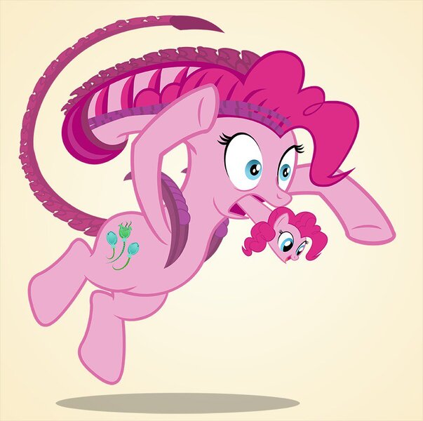 Size: 900x896 | Tagged: abomination, alien, alien (franchise), alternate cutie mark, artist:pixelkitties, derpibooru import, female, gradient background, high octane nightmare fuel, nightmare fuel, not salmon, pinkie pie, safe, the horror, wat, what has science done, xenomorph, xk-class end-of-the-world scenario