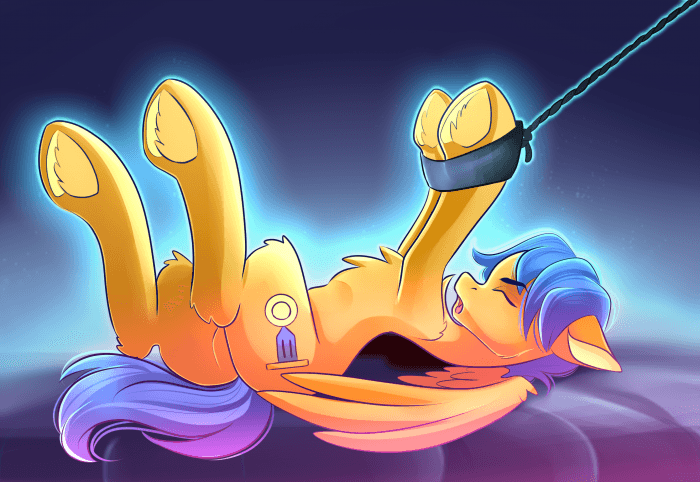 Size: 700x482 | Tagged: suggestive, artist:airiniblock, derpibooru import, oc, oc:crushingvictory, unofficial characters only, pegasus, pony, bondage, commission, eyes closed, frog (hoof), male, malesub, on back, rcf community, solo, solo male, spread wings, stallion, submissive, underhoof, wings, ych result