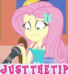 Size: 771x835 | Tagged: suggestive, derpibooru import, edit, edited screencap, screencap, fluttershy, equestria girls, equestria girls series, fluttershy's butterflies, caption, cropped, expand dong, exploitable meme, fluttershy's butterflies: rainbow dash, image macro, just the tip, meme, penis, solo, text