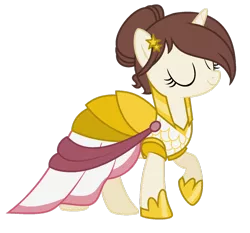 Size: 1024x956 | Tagged: safe, artist:cindydreamlight, derpibooru import, oc, oc:annabelle, unofficial characters only, pony, unicorn, fake it 'til you make it, clothes, dress, eyes closed, female, mare, raised hoof, simple background, solo, transparent background, warrior of inner strength