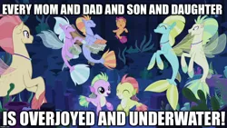 Size: 1280x720 | Tagged: baby seaponies (g4), caption, derpibooru import, edit, edited screencap, image macro, meme, safe, scootaloo, screencap, seaponified, seapony (g4), seapony scootaloo, song reference, species swap, spongebob squarepants, surf and/or turf, text, wet wet christmas