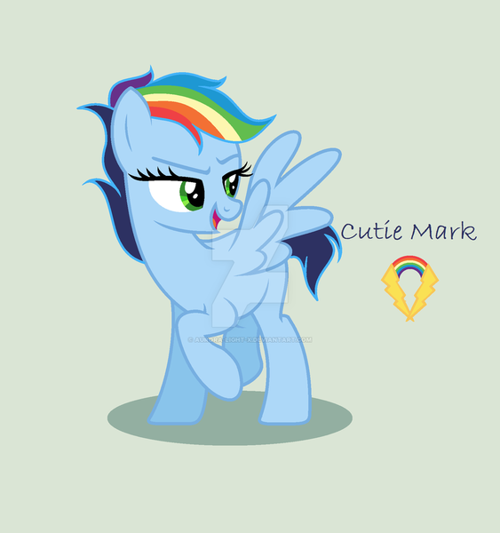 Size: 1024x1091 | Tagged: safe, artist:aurora-light-x, derpibooru import, oc, oc:light spark, pegasus, pony, female, mare, offspring, parent:rainbow dash, parent:soarin', parents:soarindash, simple background, solo, watermark