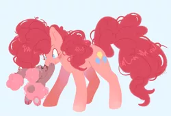 Size: 1454x982 | Tagged: safe, artist:kipaki, derpibooru import, pinkie pie, buneary, earth pony, pony, blushing, cute, diapinkes, female, mare, pokémon, simple background, smiling, solo