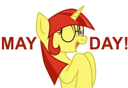 Size: 7206x5000 | Tagged: safe, artist:aaronmk, derpibooru import, oc, oc:lefty pony, unofficial characters only, pony, unicorn, absurd resolution, bangs, eyes closed, female, freckles, glasses, international worker's day, mare, may day, simple background, solo, text, transparent background