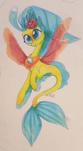 Size: 1786x3250 | Tagged: artist:creeate97, derpibooru import, female, mermay, my little pony: the movie, princess skystar, safe, seapony (g4), signature, simple background, solo, traditional art