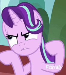 Size: 336x381 | Tagged: safe, derpibooru import, screencap, starlight glimmer, unicorn, the parent map, air quotes, angry, animated, cropped, female, frown, gif, gritted teeth, implying, mare, sire's hollow, solo