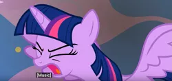 Size: 831x391 | Tagged: alicorn, angry, caption, derpibooru import, edit, edited screencap, horse play, meme, open mouth, rage, safe, screencap, solo, twilight snapple, twilight sparkle, twilight sparkle (alicorn), yelling, youtube caption