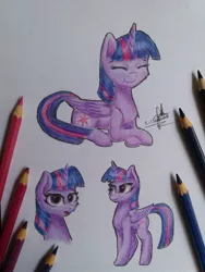 Size: 1024x1365 | Tagged: safe, artist:ironbeastz, derpibooru import, twilight sparkle, twilight sparkle (alicorn), alicorn, pony, pencil, prone, solo, traditional art