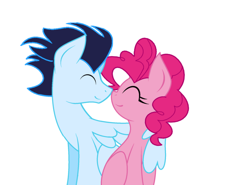 Size: 1760x1429 | Tagged: safe, artist:moonlightthegriffon, derpibooru import, pinkie pie, soarin', pony, crack shipping, female, hug, male, nuzzling, shipping, simple background, soarinpie, straight, transparent background, winghug